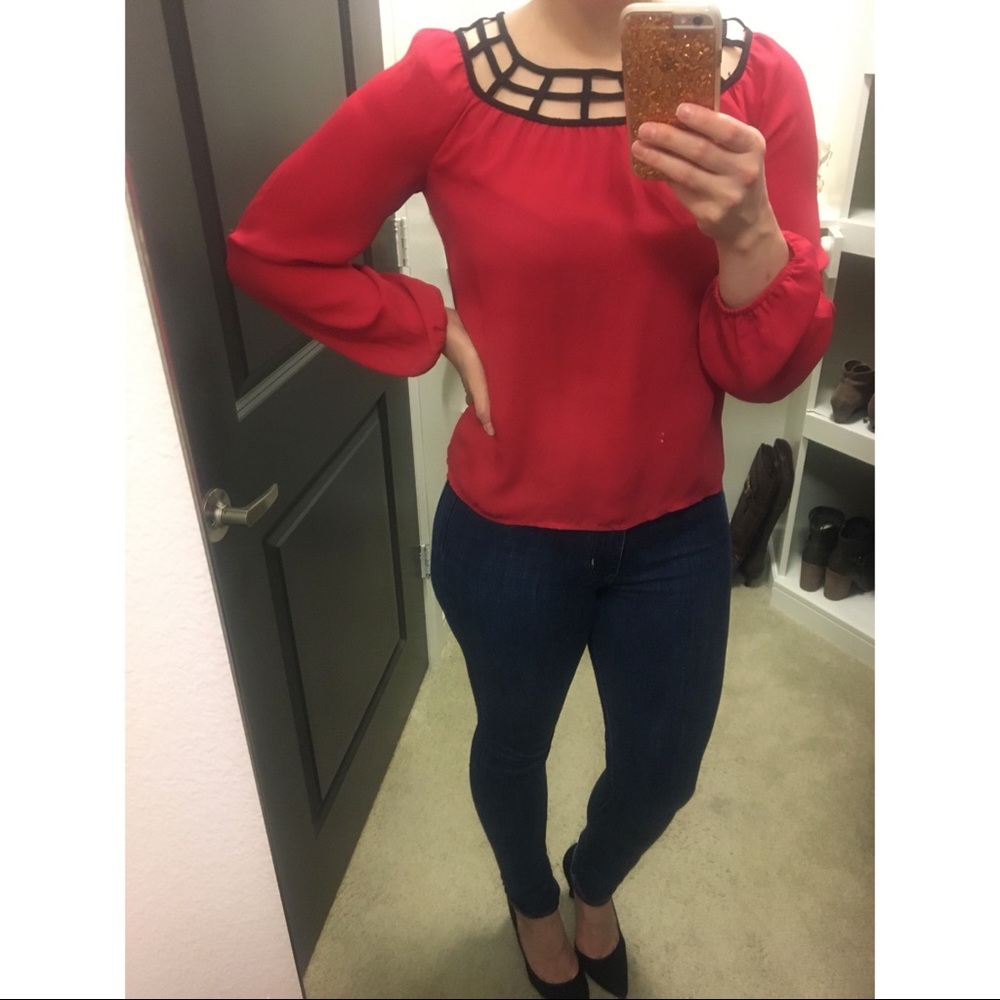 MOVING SALE - Long Sleeve Blouse with Neck Detail